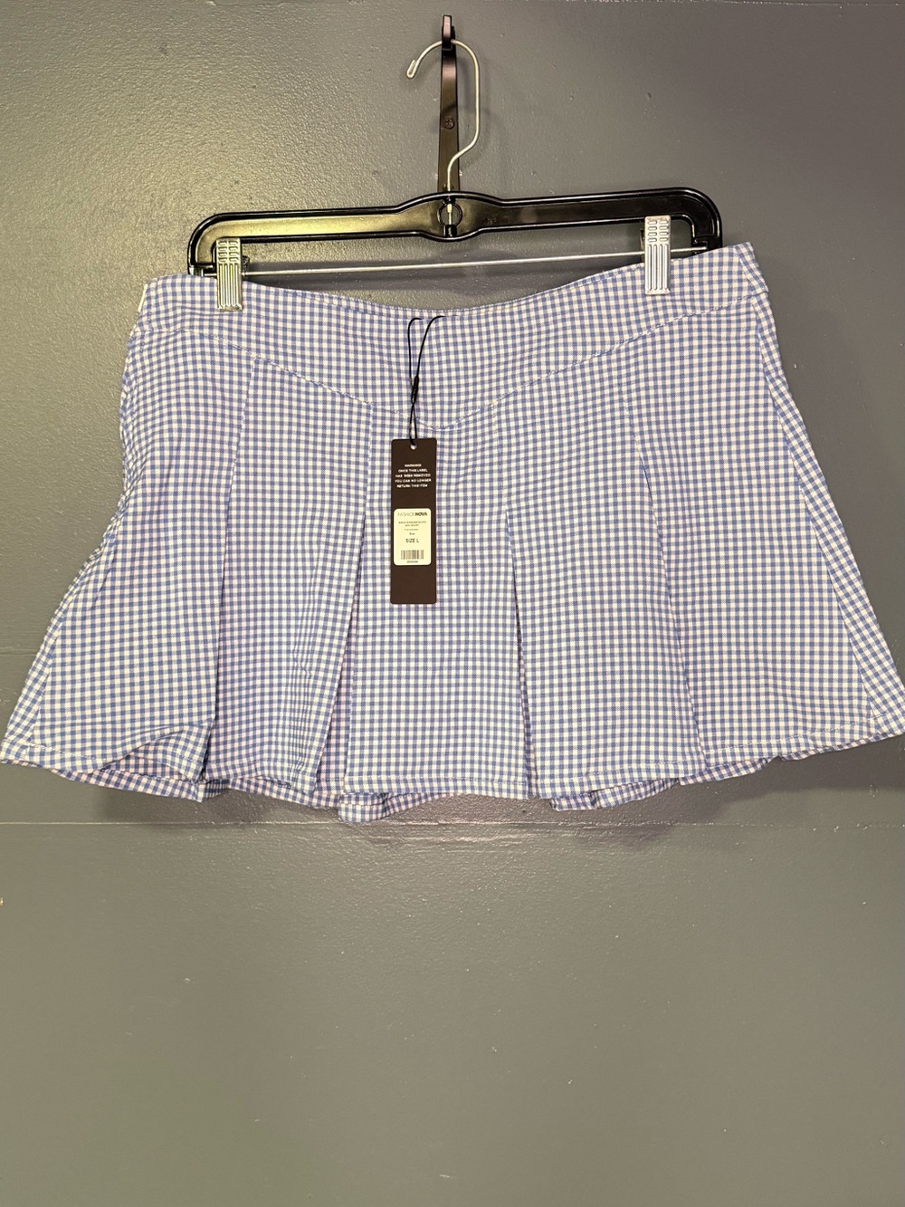 Fashion Nova Lavender Blue Gingham Skater Skirt